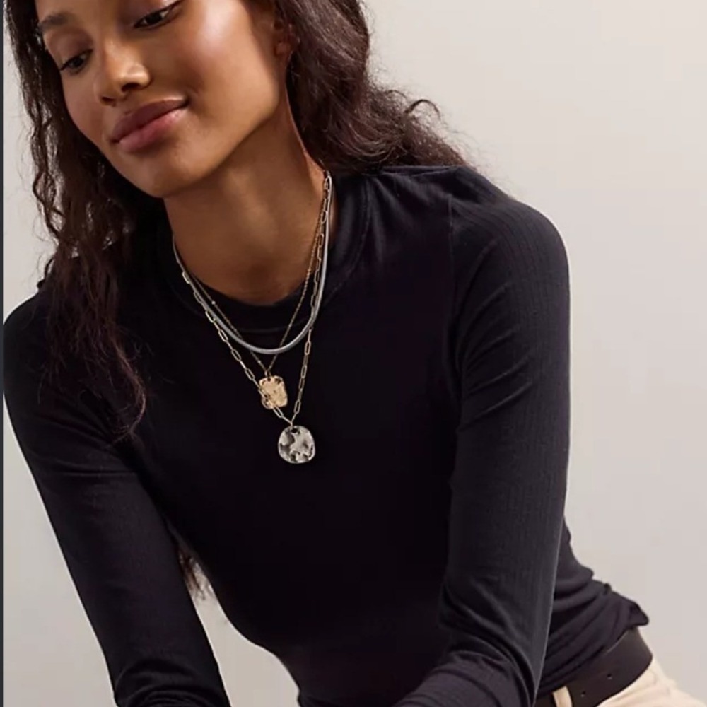 FP Movement Free People Black Hooded Long Sleeve Thumbhole Top XS/S
